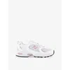 New Balance Womens White White Pink Mr530 Leather And Mesh Trainers In Multi