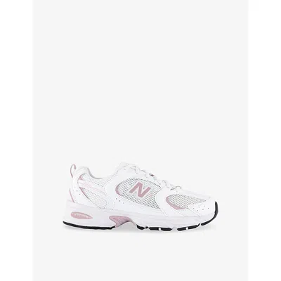 New Balance Womens White White Pink Mr530 Leather And Mesh Trainers In Multi