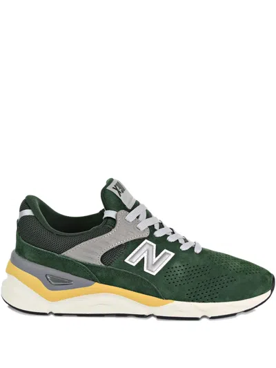 New Balance X-90 Perforated Suede Sneakers In Green