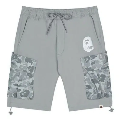 New Balance X A Bathing Ape Relaxed Fit Shorts 'grey White' In Gray