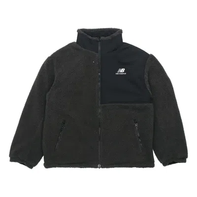 New Balance X Jhi Crossover Stay Warm Splicing Lamb's Wool Reversible Stand Collar Jacket Black