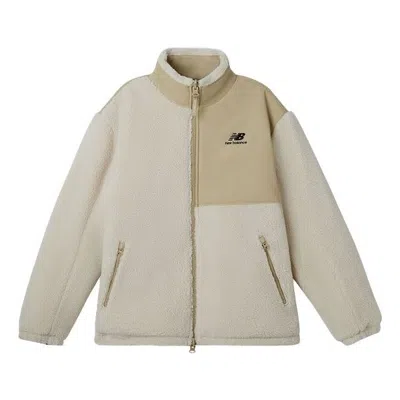 New Balance X Jhi Crossover Stay Warm Splicing Lamb's Wool Reversible Stand Collar Jacket Couple Sty In Gray