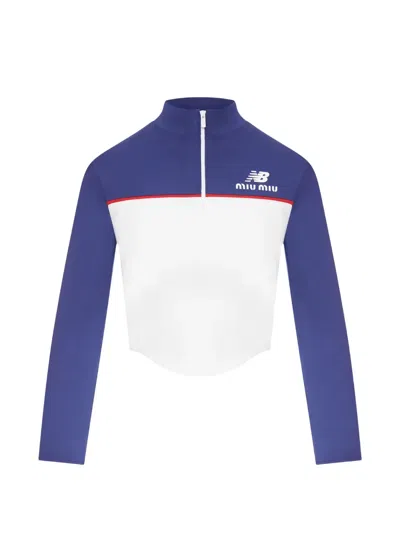 New Balance X Miu Miu Colorblock Zip-front Top In Blue