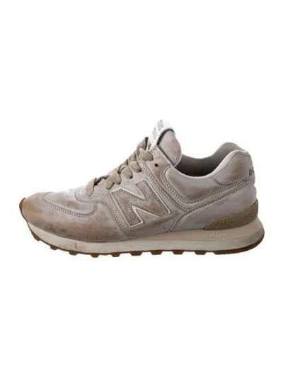 Pre-owned New Balance X Miu Miu Leather Distressed Accents Athletic Sneakers In Neutrals