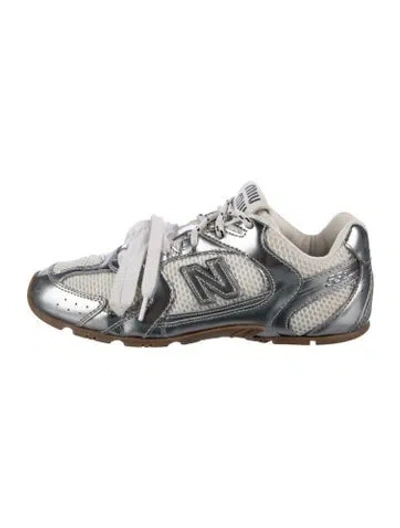 Pre-owned New Balance X Miu Miu Leather Mesh Accents Sneakers In Silver