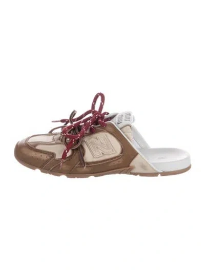 Pre-owned New Balance X Miu Miu Leather Mules In Brown