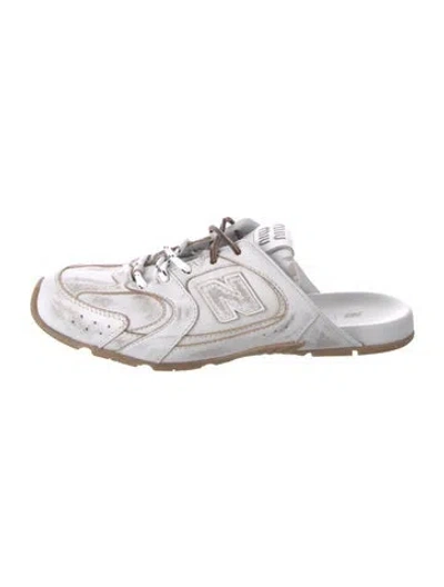 Pre-owned New Balance X Miu Miu Leather Sneakers In White