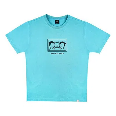New Balance X Noritake Crossover Funny Cartoon Photo Printing Casual Short Sleeve Lake Blue T-shirt