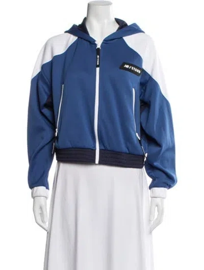 Pre-owned New Balance X Staud Colorblock Pattern Bomber Jacket In Blue