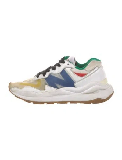 Pre-owned New Balance X Staud Leather Athletic Sneakers In White