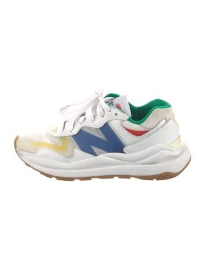 Pre-owned New Balance X Staud Leather Athletic Sneakers In White