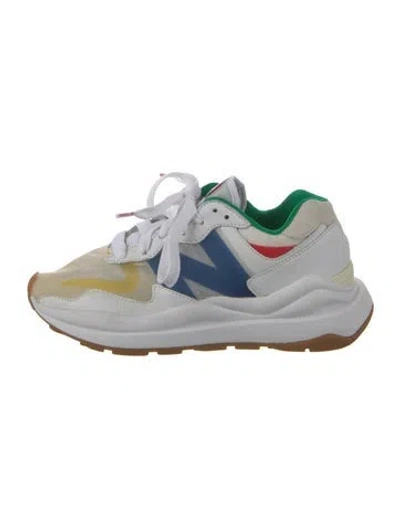 Pre-owned New Balance X Staud Leather Colorblock Pattern Athletic Sneakers W/ Tags In White
