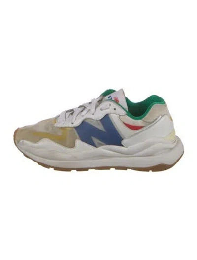 Pre-owned New Balance X Staud Leather Colorblock Pattern Athletic Sneakers In White