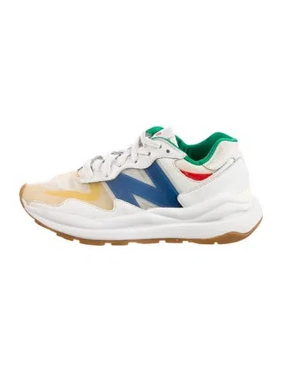 Pre-owned New Balance X Staud Leather Colorblock Pattern Athletic Sneakers In White