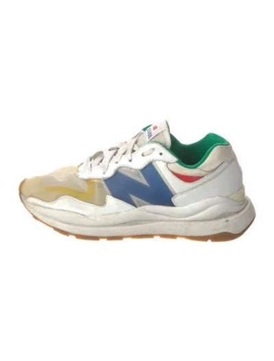 Pre-owned New Balance X Staud Leather Colorblock Pattern Athletic Sneakers In White