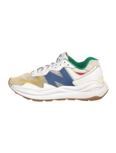 Pre-owned New Balance X Staud Leather Colorblock Pattern Athletic Sneakers In White