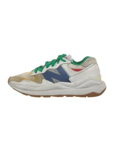 Pre-owned New Balance X Staud Leather Colorblock Pattern Athletic Sneakers In White
