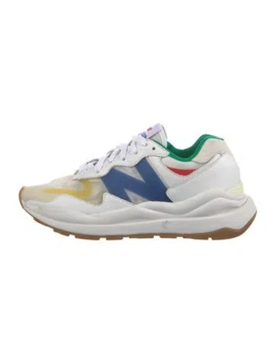 Pre-owned New Balance X Staud Leather Colorblock Pattern Athletic Sneakers In White