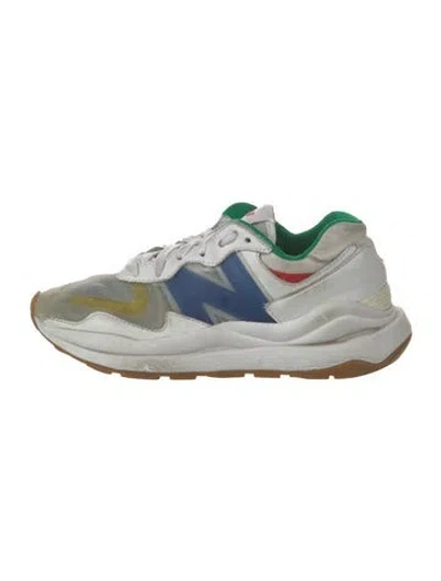 Pre-owned New Balance X Staud Leather Printed Athletic Sneakers In White