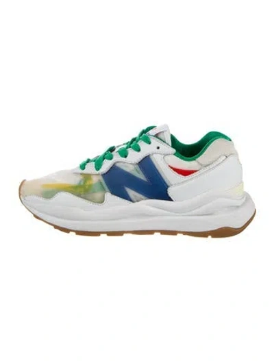 Pre-owned New Balance X Staud Leather Printed Athletic Sneakers In White