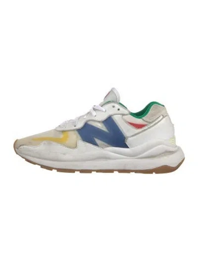 Pre-owned New Balance X Staud Leather Printed Sneakers In White