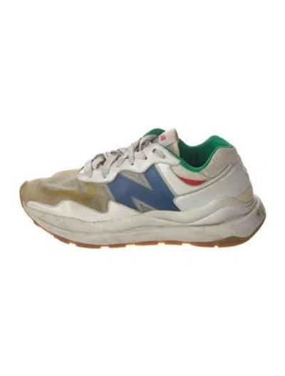 Pre-owned New Balance X Staud Leather Printed Sneakers In White