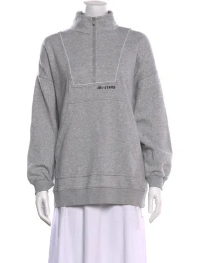Pre-owned New Balance X Staud Mock Neck Long Sleeve Sweatshirt In Gray