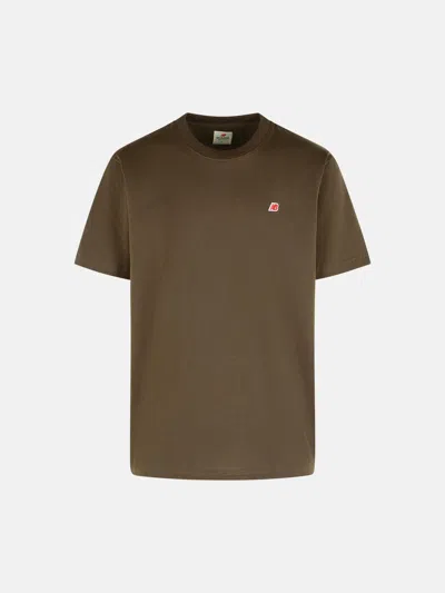 New Balance Yellow Cotton T-shirt In Brown