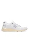 New Balance Sporty Pigskin And Mesh Sneakers With Cushioned Sole In White
