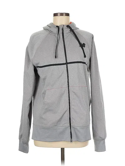 Pre-owned New Balance Zip Up Hoodie In Gray