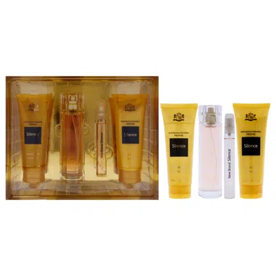 New Brand Prestige Silence By  For Women - 4 Pc Gift Set 3.3oz Edp Spray, 0.5oz Edp Spray, 4.3oz Show In Multi
