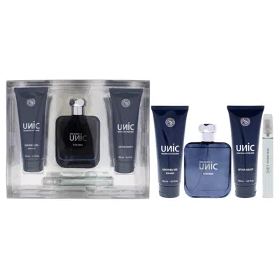 New Brand Unic By  For Men - 4 Pc Gift Set 3.3oz Edt Spray, 0.5oz Edt Spray, 4.3oz Shower Gel, 4.3oz In Multi