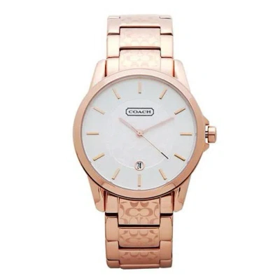 Pre-owned New-coach Classic Rose Gold Stainless Steel Logo Band-white Dial Watch 14601259 In Silver
