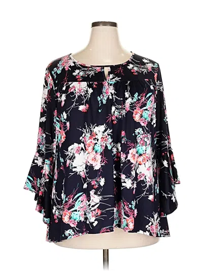 Pre-owned New Directions 3/4 Sleeve Blouse In Black