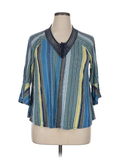 Pre-owned New Directions 3/4 Sleeve Blouse In Blue