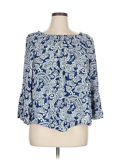 Pre-owned New Directions 3/4 Sleeve Blouse In Blue