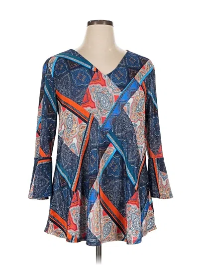Pre-owned New Directions 3/4 Sleeve Blouse In Blue