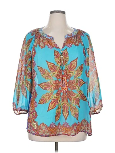 Pre-owned New Directions 3/4 Sleeve Blouse In Blue