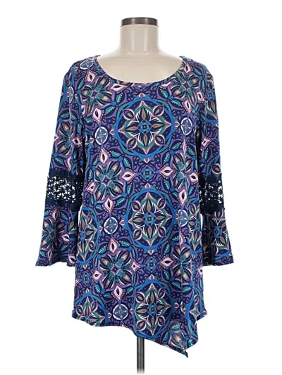 Pre-owned New Directions 3/4 Sleeve Blouse In Blue