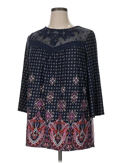 Pre-owned New Directions 3/4 Sleeve Blouse In Blue