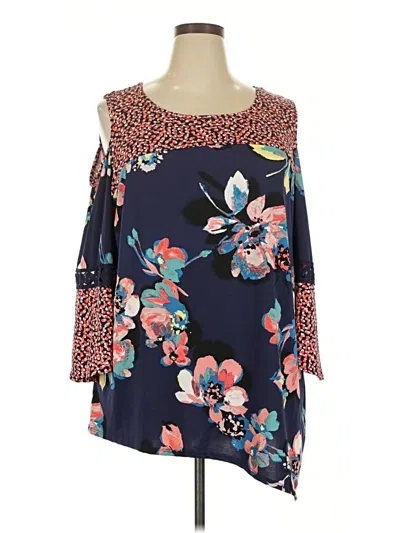 Pre-owned New Directions 3/4 Sleeve Blouse In Blue