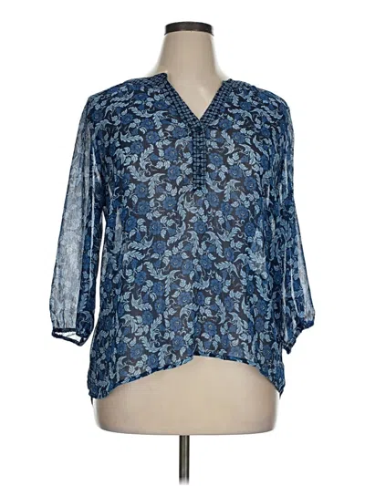 Pre-owned New Directions 3/4 Sleeve Blouse In Blue
