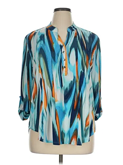 Pre-owned New Directions 3/4 Sleeve Blouse In Blue