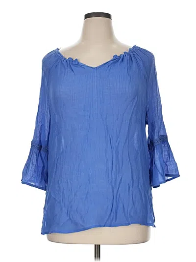 Pre-owned New Directions 3/4 Sleeve Blouse In Blue