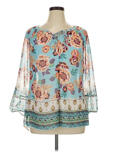 Pre-owned New Directions 3/4 Sleeve Blouse In Blue