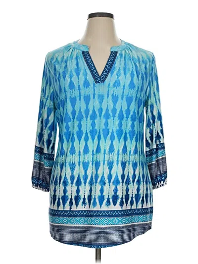 Pre-owned New Directions 3/4 Sleeve Blouse In Blue