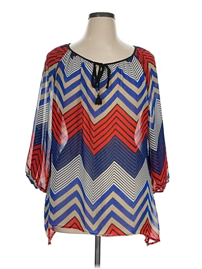 Pre-owned New Directions 3/4 Sleeve Blouse In Blue