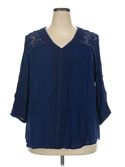 Pre-owned New Directions 3/4 Sleeve Blouse In Blue