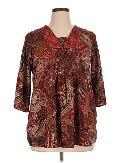 Pre-owned New Directions 3/4 Sleeve Blouse In Brown