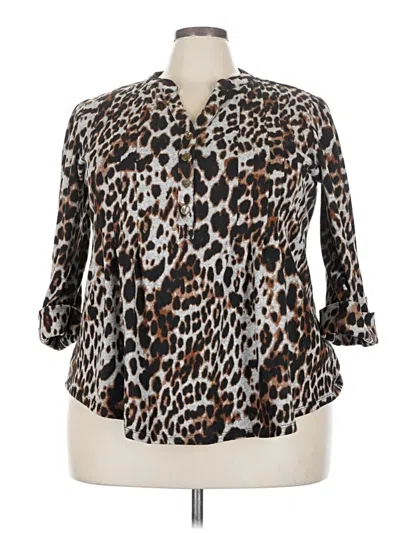 Pre-owned New Directions 3/4 Sleeve Blouse In Brown